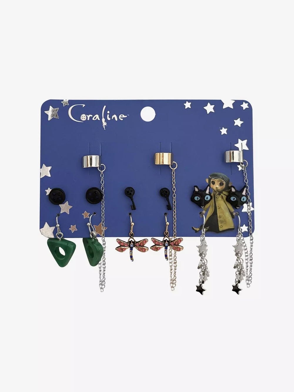 Coraline Icons Stud & Cuff Earring Set Hot Topic